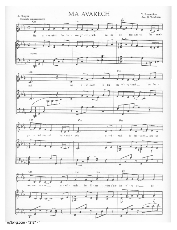 oysongs com jewish music ma navu sheet music