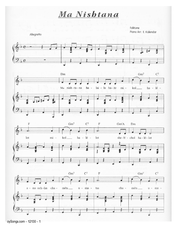 oysongs com jewish music ma navu sheet music
